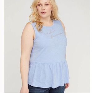 Lane Bryant 18/20 2X Blue and Silver Summer Peplum Plus Tank Top